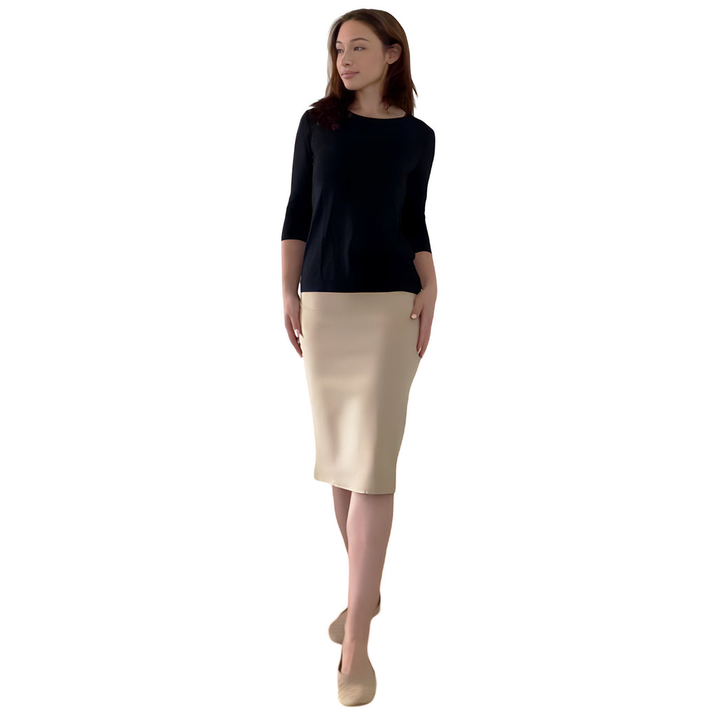 Modest 3/4 Sleeve Layering Shell with Below Collarbone Neckline